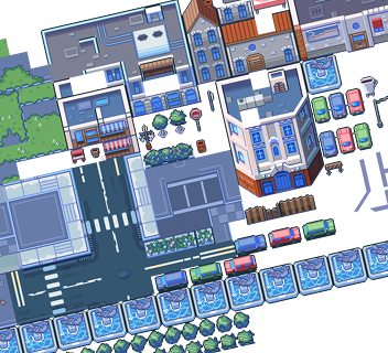 现代城市图块RPG Maker游戏制作素材-资源包
